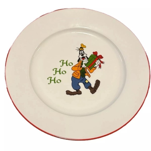 Disney Mickey Pluto Goofy VTG Ho Ho Ho Holiday Christmas Set Of 3 Dinner Plates - Picture 5 of 6